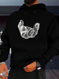 Men's Hoodie Wireframe Geometric Pattern Floating Open Hand