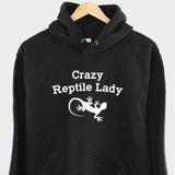 Men's Hoodie Crazy Reptile Lady Playful Gecko With Fun Whimsical Bold White Lettering