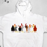 Men's Hoodie Colorful Flock Standing In A Row On Soft Cotton Chicken