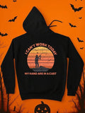 Men's Hoodie I Cant Work Today Retro Sunset With Bats And Silhouette Cast