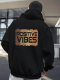 Men's Hoodie Positive Vibes Golden Brushstroke Framed Energetic Urban Style Hoodie