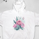 Men's Hoodie Delicate Pink Blossoms With Soft Greenery Surrounding Gentle Bloom Flowers