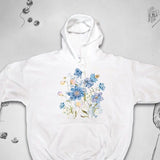 Men's Hoodie Gentle Spring Blooms With Blue Petals And Delicate Wildflowers Flower
