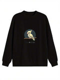 Men's Hoodie Moonlit Night With Gentle Bird Perched On Branch Under Dark Sky Owl
