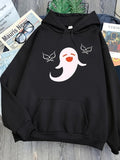 Men's Hoodie Happy Floating Spirit Surrounded By Bats On Black Hoodie Ghost