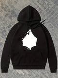 Men's Hoodie Monochrome Abstract Dripping Paint With Minimalist Art Under Black Drops Silhouette