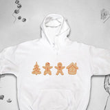 Men's Hoodie Holiday Cookies And Festive Shapes With Gingerbread House And Tree