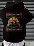 Men's Hoodie Festive Pattern With Santa Hat And Winter Holiday Turtle