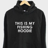 Men's Hoodie This Is My Fishing Hoodie Bold White Letters On Cozy Black Hoodie