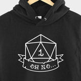 Men's Hoodie Oh No Ribbon Banner With Geometric Dice Rolling Number One