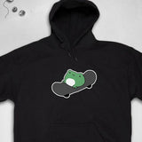 Men's Hoodie Cute Green Frog On A Skateboard Under Bright Lighting