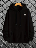 Men's Hoodie Minimalist Patch Accent On Classic Streetwear Hoodie