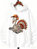 Men's Hoodie Urban Gamer Turkey Skeleton In Headphones And Cap