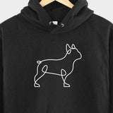Men's Hoodie Minimalist White Line Art Drawing Of Standing Dog