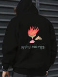 Men's Hoodie Spicy Margs Flaming Glass With Citrus Wedge On Black Hoodie