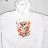 Men's Hoodie Watercolor Autumn Leaves With Crescent Moon Surrounding A Watchful Owl
