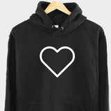 Men's Hoodie Outlined White Heart Simple Minimalist Love Symbol Hoodie