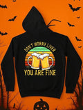 Men's Hoodie Dont Worry Liver You Are Fine Cheers With Colorful Sunset Toasting Beer Mugs