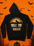 Men's Hoodie Mountain Adventure Happy Sunset Lines With Silhouette Rider Biker