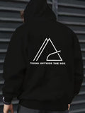 Men's Hoodie Think Outside The Box Abstract Geometric Lines With Mountain Summit Design