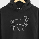 Men's Hoodie Minimalist Single Line Drawing Of Graceful Elegant Standing Horse