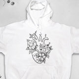 Men's Hoodie Delicate Garden Roses Blooming Inside Human Anatomical Heart
