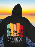 Men's Hoodie San Diego California Sunset Bars And Silhouetted Palm Trees Hoodie
