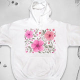 Men's Hoodie Blossoming Pink Flowers Among Lush Greenery Under Soft Sunlight Floral Print