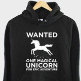 Men's Hoodie Wanted One Magical Unicorn For Epic Adventure Graceful Fantasy Creature Prancing Unicorn