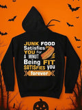 Men's Hoodie Junk Food Satisfies You Bold Text With Hotdog Among Fitness Quotes Hoodie