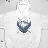 Men's Hoodie Geometric Pine Forest With Mountain Sun And Four Arrows Hoodie