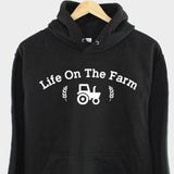 Men's Hoodie Life On The Farm Surrounded By Wheat Sprigs With Rustic Tractor