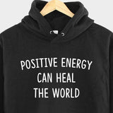 Men's Hoodie Positive Energy Can Heal The World Simple Bold Lettering Hoodie