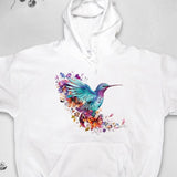 Men's Hoodie Colorful Wings With Blossoms And Petals Surrounding Vibrant Hummingbird