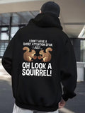 Men's Hoodie Brown Cute Forest Squirrels With Acorns Under Bright White Lettering Squirrel