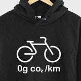 Men's Hoodie Zero Emission Ride Minimal Design With Bold White Lettering Bicycle