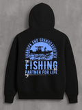 Men's Hoodie Grandpa And Granddaughter Fishing Partner For Life Under Blue Sky Boat