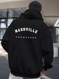 Men's Hoodie Nashville Tennessee Bold White Letters On Black Hoodie