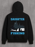 Men's Hoodie Daughter Fishing At Lake With Sunrise Silhouette Pine Trees
