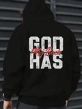 Men's Hoodie God Has My Back Bold White Letters With Distressed Texture Hoodie