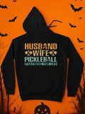 Men's Hoodie Husband Wife Pickleball Colorful Slogan With Halloween Accents Hoodie