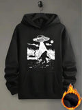 Men's Hoodie Moonlit Forest With Mysterious Ufo Beaming Down On Sasquatch