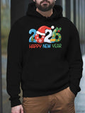 Men's Hoodie Happy New Year Festive Dots And Santa Hat 2026