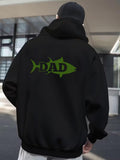 Men's Hoodie Green Silhouette Of Fish With Dad Text Above A Black Hoodie