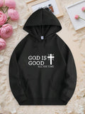 Men's Hoodie God Is Good Bold Lettering With Cross Symbol Hoodie