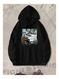 Men's Hoodie Vintage Snowy Mountain Scene With Rocks And Evergreen Trees Landscape