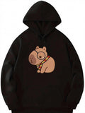 Men's Hoodie Cartoon Hipster Capybara Wearing Glasses On Hoodie