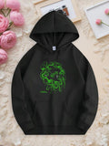 Men's Hoodie Neon Green Futuristic Vector Swirl Central Abstract Graphic