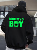 Men's Hoodie Mummys Boy Cartoon Halloween Monster Under Neon Letters Boy