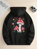 Men's Hoodie Whimsical Red Caps Surrounded By Strawberries And Swirling Leaves Mushroom